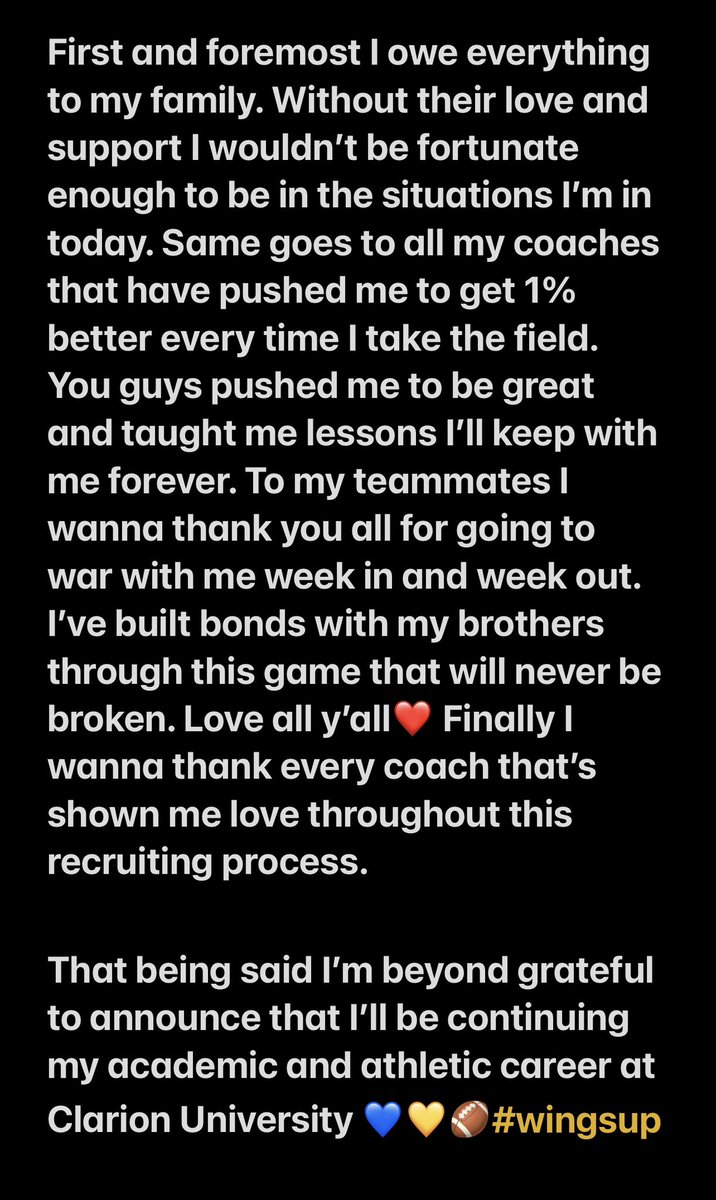 Rickyruss50's tweet photo. Proud to call Clarion my next home!
Thankful @vrizz52 @CoachDurish @RaymondMonica3 @ClarionFootball @bo_orlando 💙💛🏈#WingsUp https://t.co/krywONPB9E