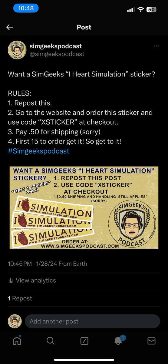 Still have some left, but this won’t be going in for long! #simgeekspodcast #Xstickergiveaway