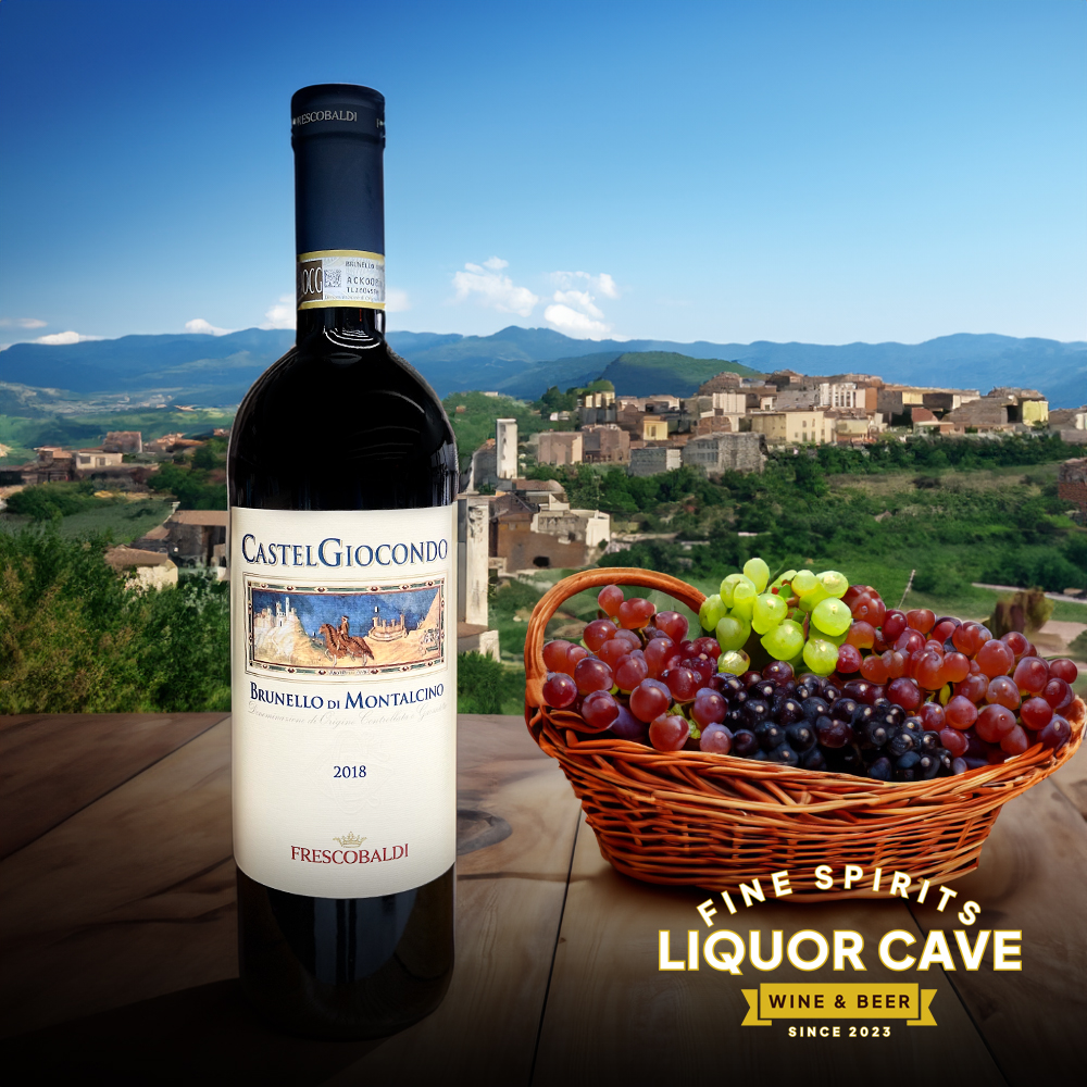 The 100% Sangiovese grapes of Castelgiocondo 2018 Brunello Di Montalcino, Frescobaldi reveals an intense shade of ruby red with fruity notes dominated by blueberry and blackberry. This wine is always a classic, and the outstanding 2018 vintage excels.