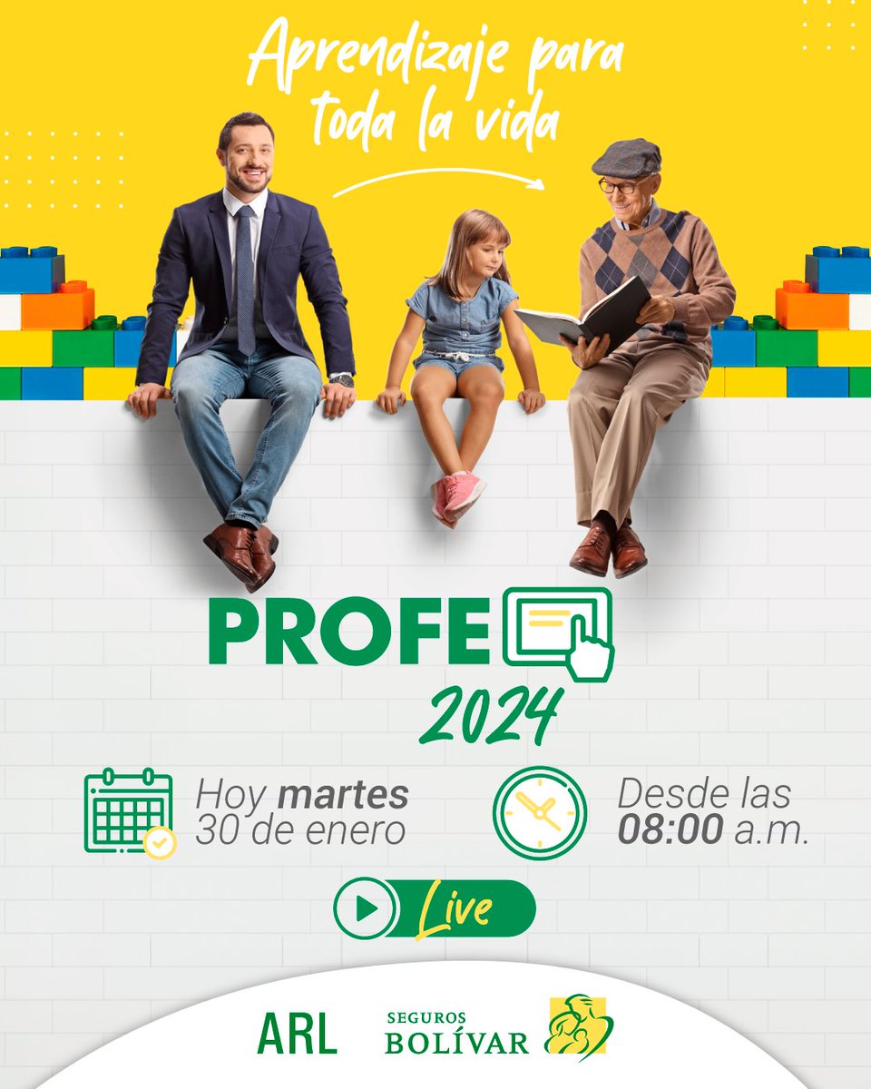 ¡Conéctese a #ProfeARL! Acompáñenos hoy en la transmisión en vivo  de nuestro gran evento acerca de tendencias e innovaciones de seguridad y salud laboral: shorturl.at/dgDIL

Porque un país donde los trabajadores crecen seguros y tranquilos, es un país que progresa.

#ARL