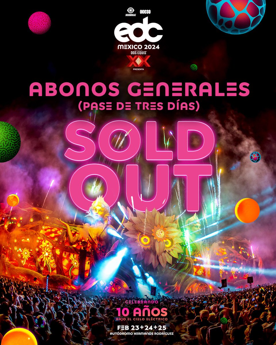 EDC_MEXICO's tweet photo. 😱⚡ ¡Los abonos generales se han AGOTADO! 😱⚡

¡Headliners! ❤️ No se queden fuera de nuestra más grande edición y vayan AHORA por sus 🎟️ en https://t.co/sRgP0qL9Hm ⚡

#EDCMéxico https://t.co/hJkzCNrLDJ