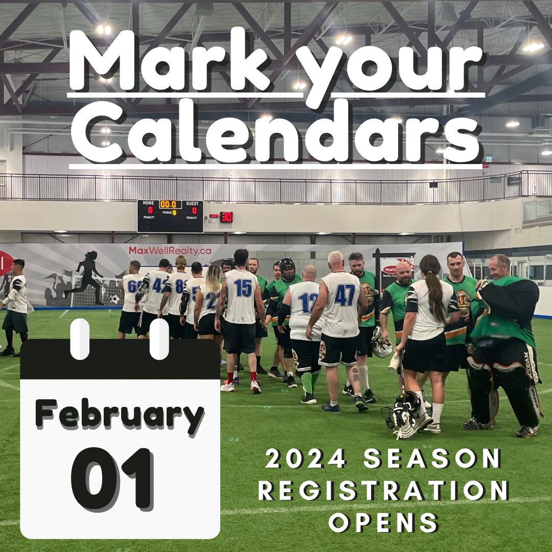 EdmMastersLax's tweet photo. WHO’S READY?!
Mark your Calendars!
FEBRUARY 1st!

2024 Season registration is OPEN!!
Early Bird is running until March 10!
Do not miss out!! Register! Come play!

#emll #masters #lacrosse #boxlacrosse #masterslacrosse #edmonton #joinus #coed #mixed #fun #goodtimes #rec https://t.co/H4v1Xj7gAp