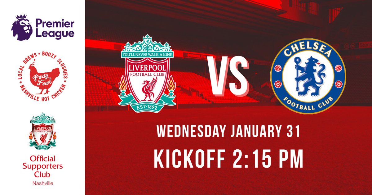 After beating Norwich to advance to the fifth round of the FA Cup, the Reds turn their attention back to the league when they take on Chelsea at Anfield! You all know what we think of these blues... come join us @partyfowlnash! #liverpoolfc #olsc #olscnashville