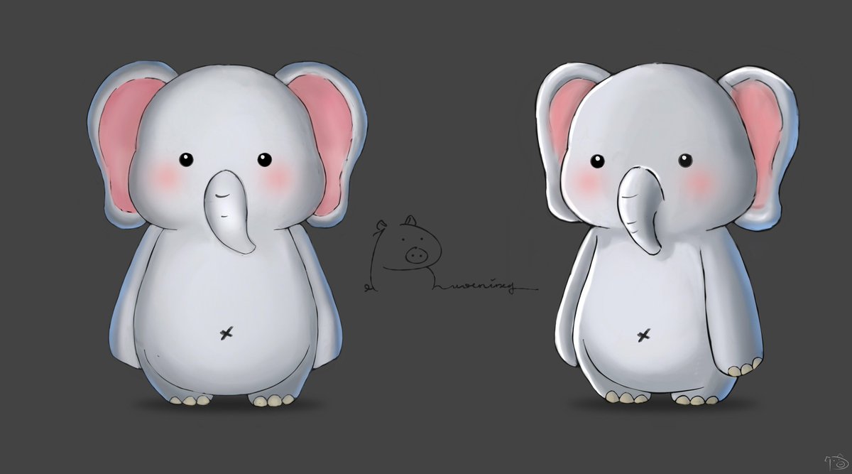puka_tru's tweet photo. Elle the elephant - art concept suggestion for #PartyAnimals 🐘 https://t.co/42Q1HWR3kj