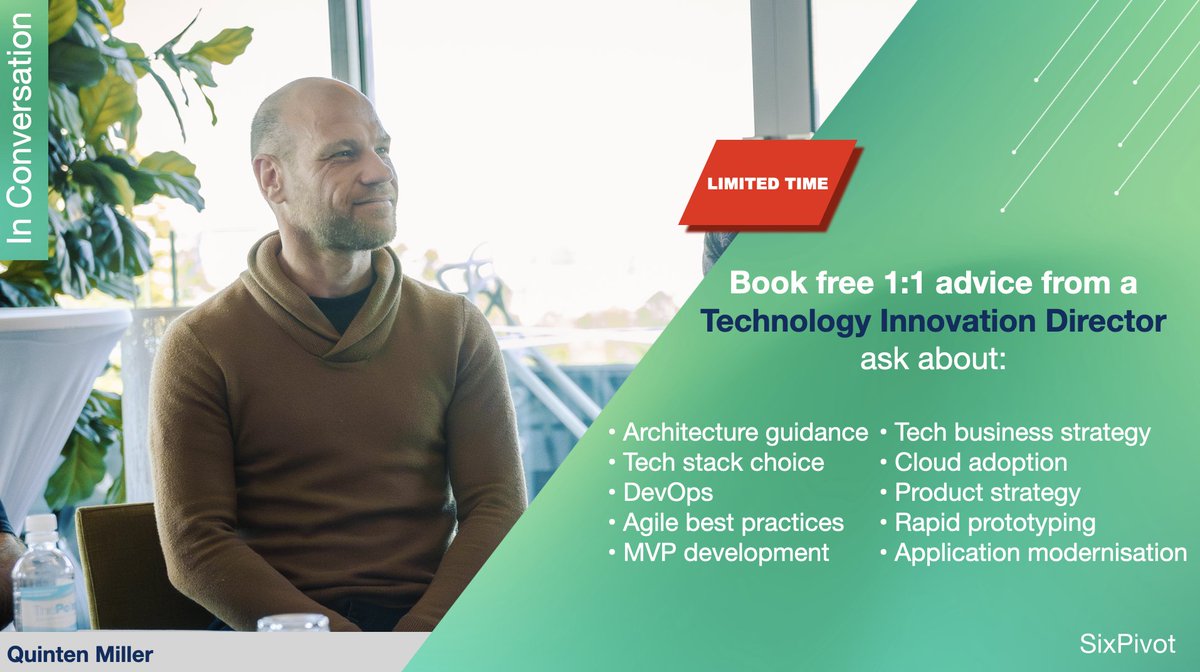 Quinten is one of those rare people that can look at something from an angle that's never been considered and provoke a whole team to think differently about the problem they're solving.

Book his Calendly now to bounce your technology ideas around 👉 calendly.com/david-matthews…