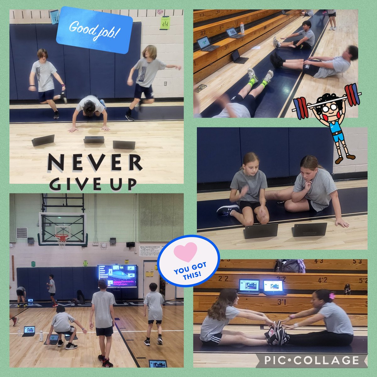 6th grade Ss are learning about the health components of fitness and how to find & track ❤️ rates. Ss worked out trying to reach their THR while keeping each other motivated. #cmmspe @CMMSPrincipal @SHAPE_Florida #pbcperocks #activekids #getmoving #healthykids