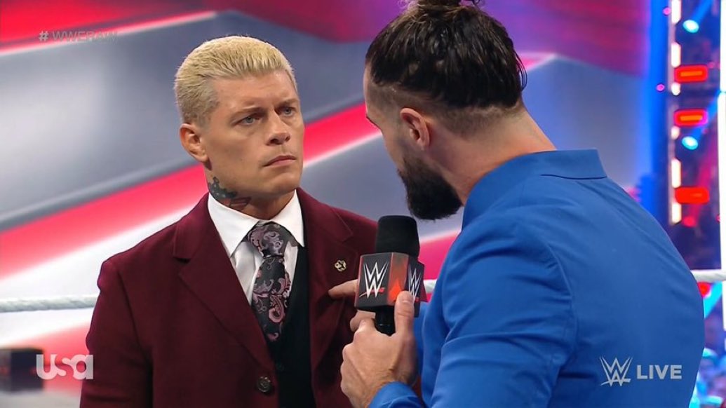 WrestleOps's tweet photo. "Do you want the Hulk Hogan Title? The Hollywood Title? The one people who politic their way to the top for? Or do you want the Dusty Rhodes Title? The blue collar Title?"

— Seth Rollins to Cody Rhodes

#WWERAW https://t.co/mjEYKZVjWB