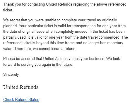Of course you value my business <a href="/united/">United Airlines</a>. You took $700 off me and didn't give me anything for it. We couldn't travel because of COVID. This is appalling treatment of your customers.