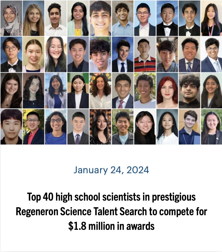 After a week of speechlessness, I am so happy to announce that Ella Pilacek is TOP 40 IN THE U.S. in the <a href="/Society4Science/">Society for Science</a> #RegeneronSTS! This is the nation's oldest and most prestigious research competition.

Everyone <a href="/Oviedo_High/">Oviedo High School</a> and <a href="/SCPSInfo/">SCPS Info</a> are SO proud of you!