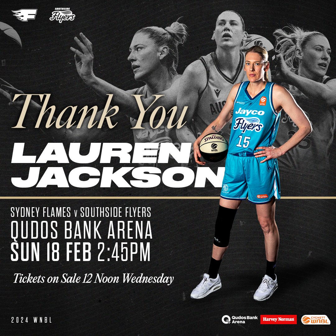 Tickets to our 'Thank You' @laurenej15 game on Sunday, February 18 go on sale at 12pm tomorrow 🔥 During our round 14 clash at @qudosbankarena against the @SouthsideFlyers, we hope to break the all-time @WNBL crowd record. 🎟️: tinyurl.com/y55vphnn #FlameOn #WeAreWNBL