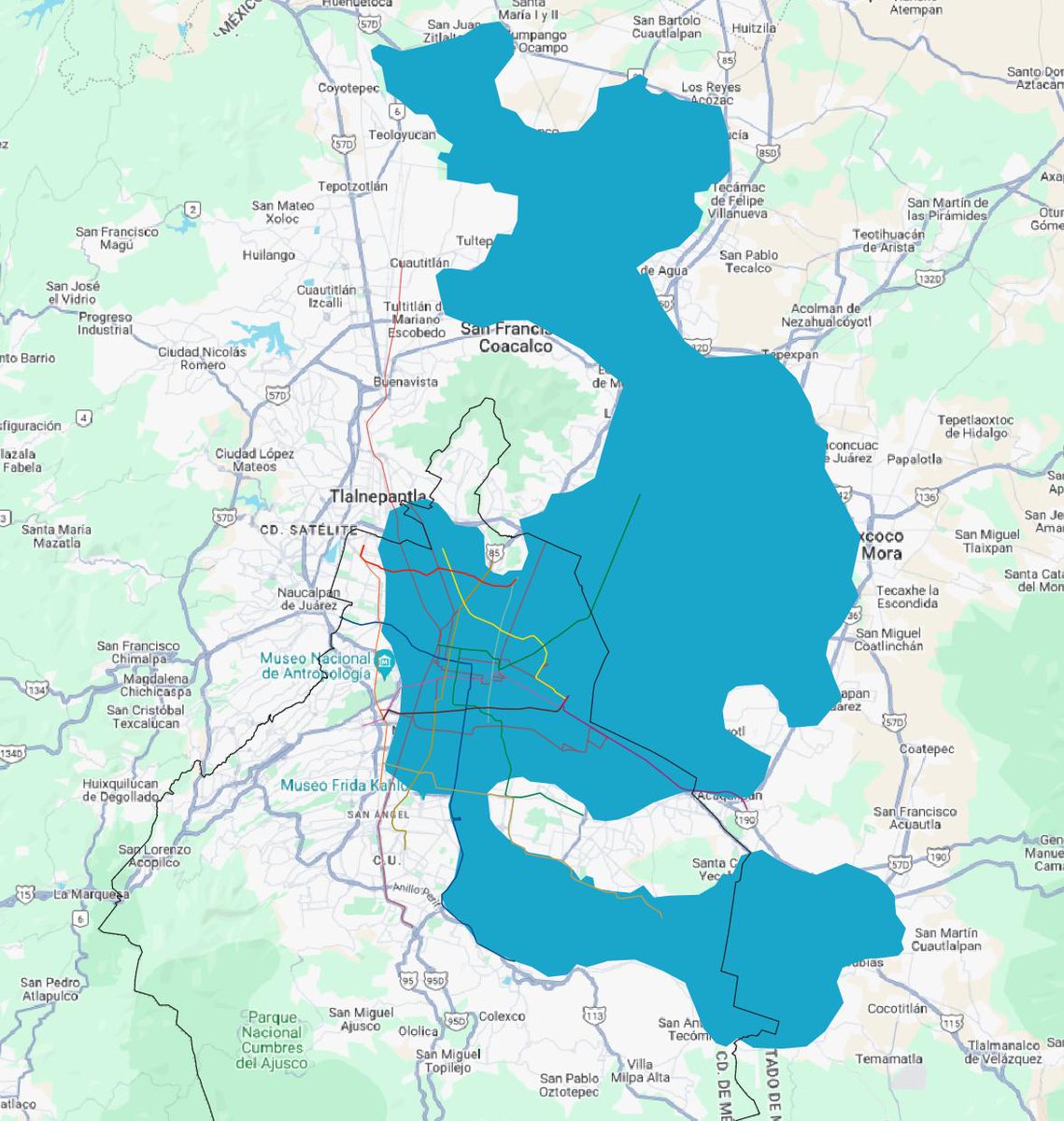 El gran lago de Tenochtitlán en tiempos de google maps, image size:1139x1200