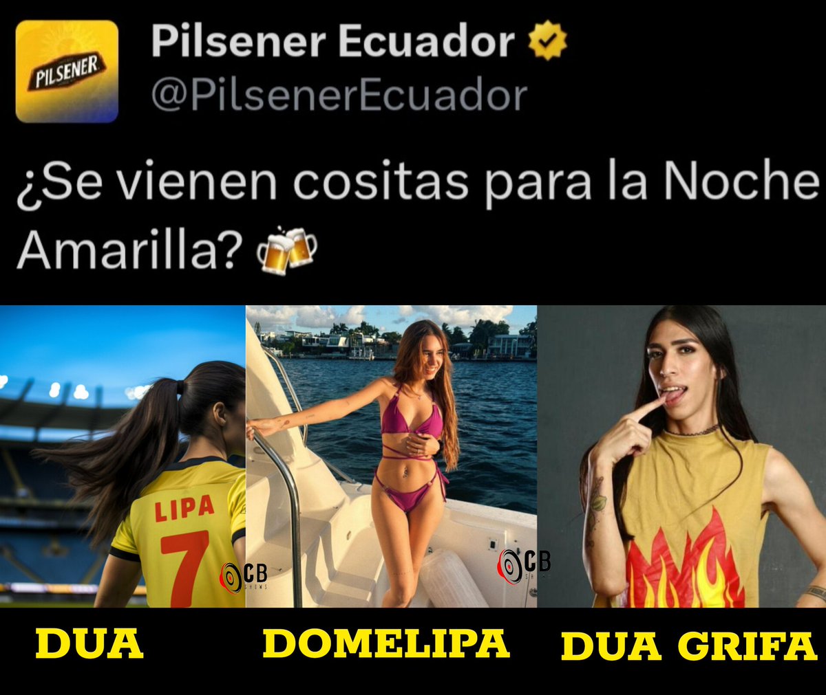 DeejayPansolin's tweet photo. ¡ Qué intriga! 
¿Cuál de estas #Dua vendrá a la 
#NocheAmarilla2024 ? https://t.co/k7yQ1UuKuI