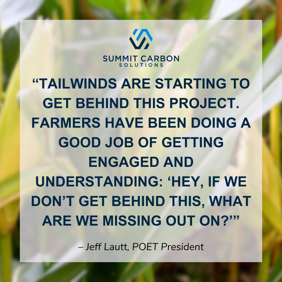 summit_carbon's tweet photo. We're excited to announce our partnership with @poetbiofuels to capture CO2 from the bioethanol production process. Learn more about this step forward for the future of agriculture: https://t.co/vZ81qC3Me5 https://t.co/XuLICa7M1e
