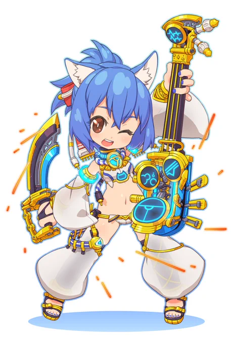 Skebにて、スサガネ さんにウチのバステトをメカアレンジで描いて頂きました!いやもう、最高すぎて言葉がない。楽器部分のメカアレンジと、胸回りのディティールがめちゃくちゃかっこイイデス! 本当にありがとうございます・・・。#Skeb
