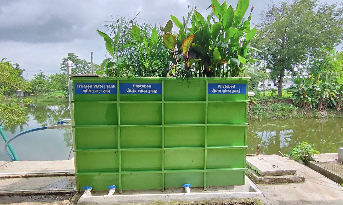 RiteshVijay6's tweet photo. On 30/01/2023, Dr Atul N Vaidya Director @CSIR_NEERI inagurated Up-flow Compact Constructed Wetland (#UCCW) based greywater treatment plant at #Gau #Vigyan #Anusandhan #Kendra (#GVAK) Deovlapar. After one year 30/01/2024 running successfully with low energy and low O@M. https://t.co/3890d2nYBP