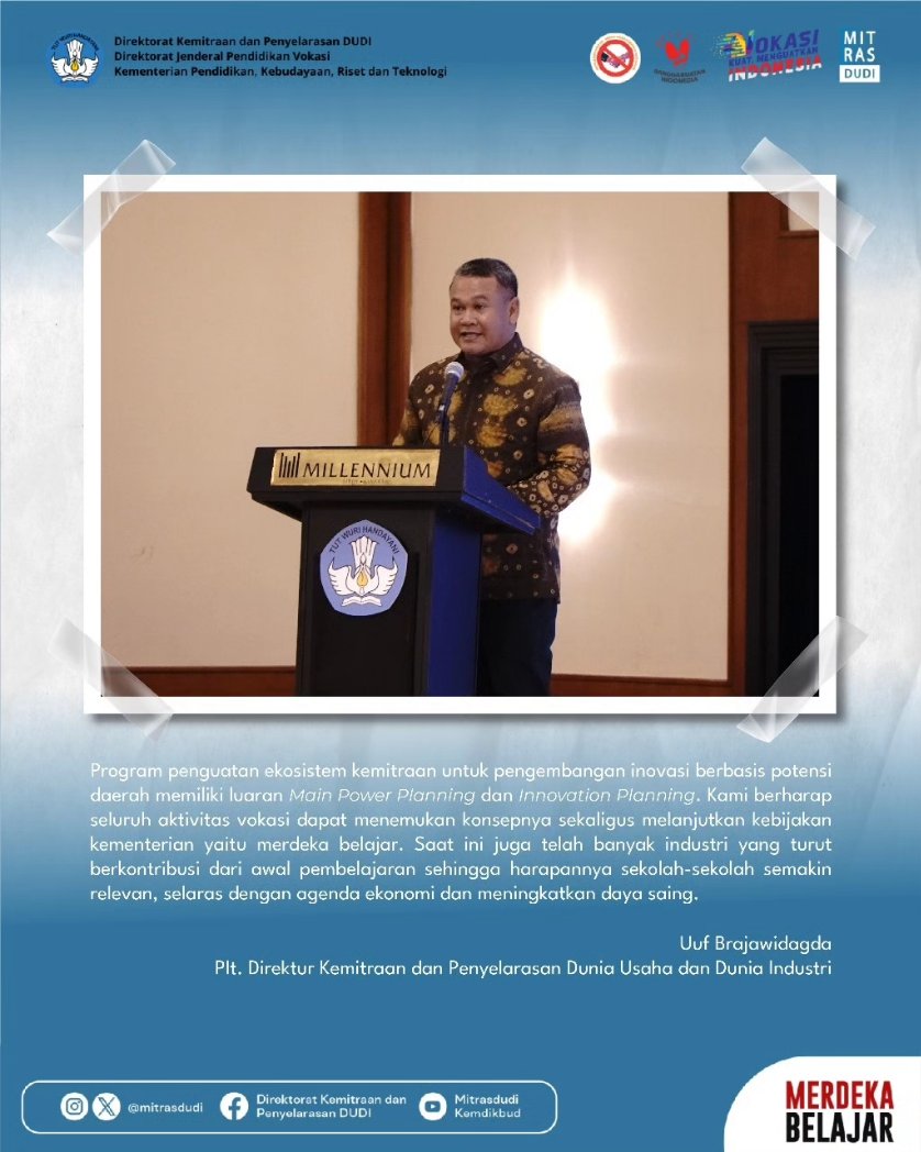 mitrasdudi's tweet photo. Halo #MitraVokasi! Dalam upaya mendiseminasikan program da kebijakan pendidikan vokasi, meningkatkan engagement dan pemahaman stakeholder strategis, telah diselenggarakan Lokakarya dan Ekspos Kinerja Kemitraan dan Penyelarasan pada 25 Januari 2024 kemarin.

#merdekabelajar https://t.co/EA3n7E3g4u