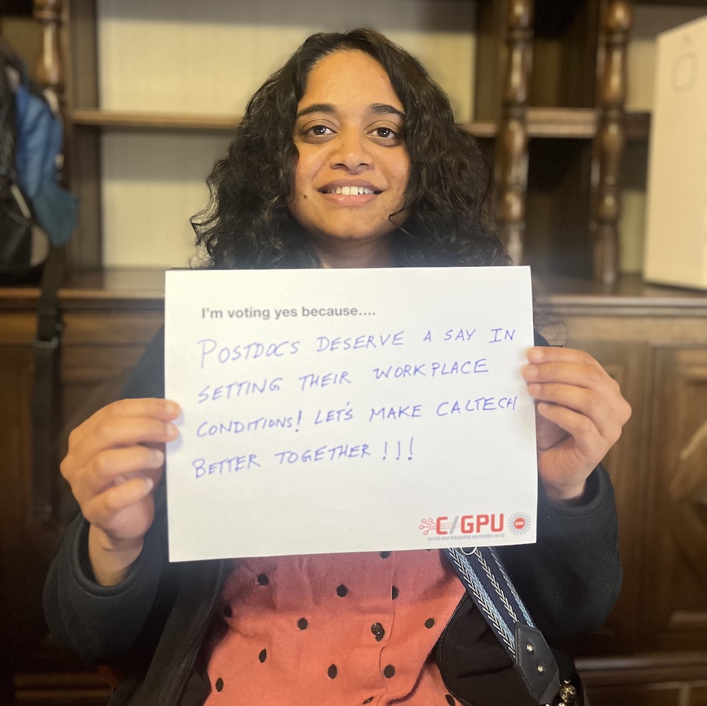 uaw_2478's tweet photo. Ranjani Murali, a Postdoc in BBE, is voting #UnionYes because Postdocs deserve a say in setting our workplace conditions! https://t.co/8OnMqHphuc