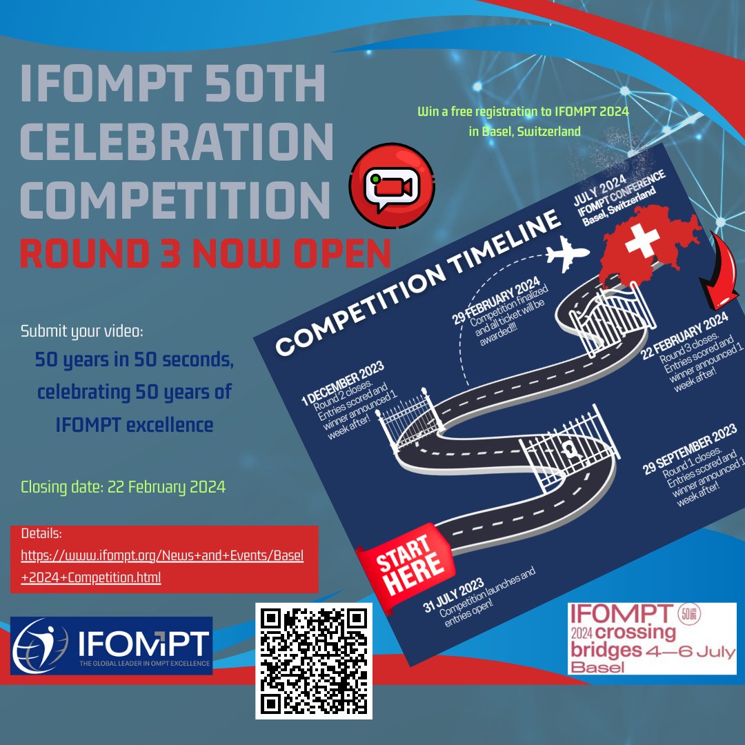 Submot your video and be in to win a free registration to IFOMPT Basel 2024.#ifompt
#ifomptbasel2024