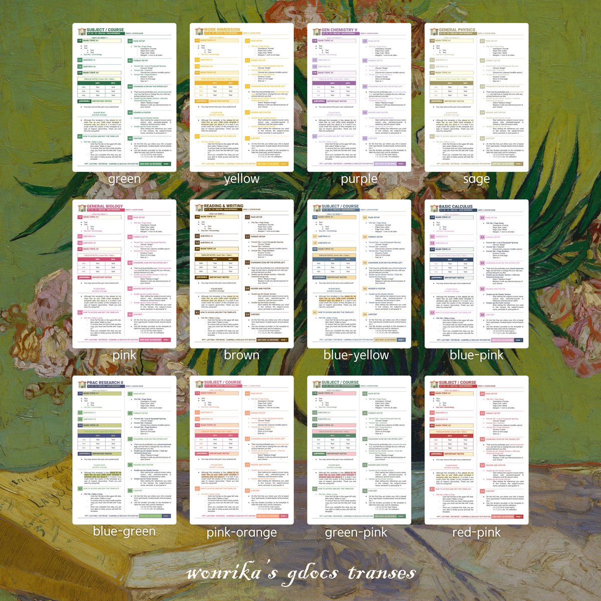 made 12 more colors for this gdocs transes template <3 if you want me to send you one (or even all, it’s up to you), please DM me! i currently have it available in A4 and B5 format ^_^
[  #studytwt #studytwtph  ]