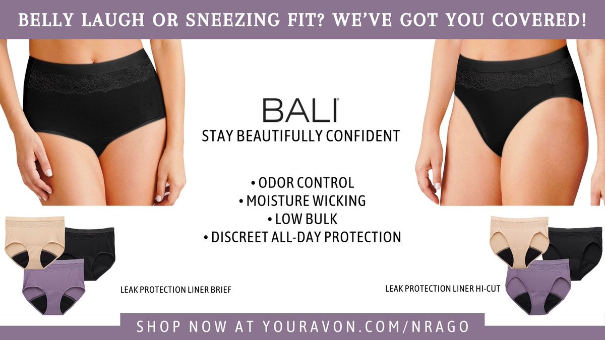 AvonLadyNJ's tweet image. Say goodbye to embarrassing moments! Whether it&apos;s a belly laugh or a sneezing fit, our worry-free briefs with built-in leak protection have you covered. Stay comfortable and dry all day. No more riding up! Check them out here: bit.ly/3u0ypqF #Comfort #LeakProtection