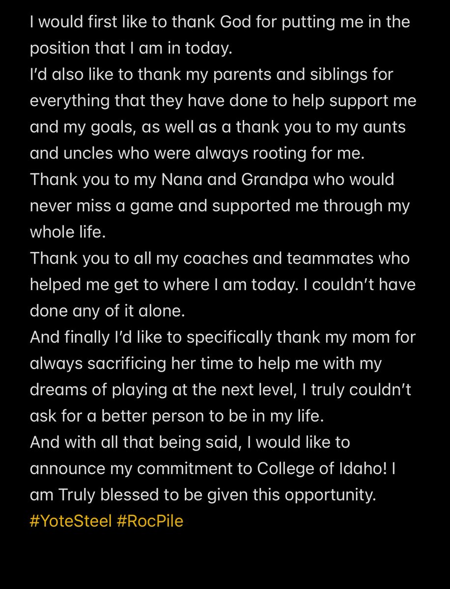 ZaneRoeder's tweet photo. Thank you to everyone who has supported my football journey. I am proud to announce that I am committed to @YotesFootball 

#YoteSteel
@coachtoakridge @ORHS_Football https://t.co/ZiuhBIx90T