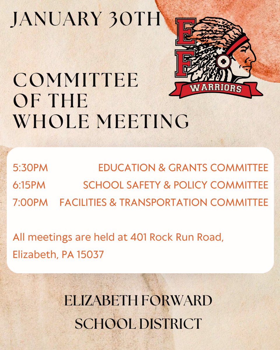 Committee of the Whole Meeting is Tomorrow, Tuesday January 30th 2024
