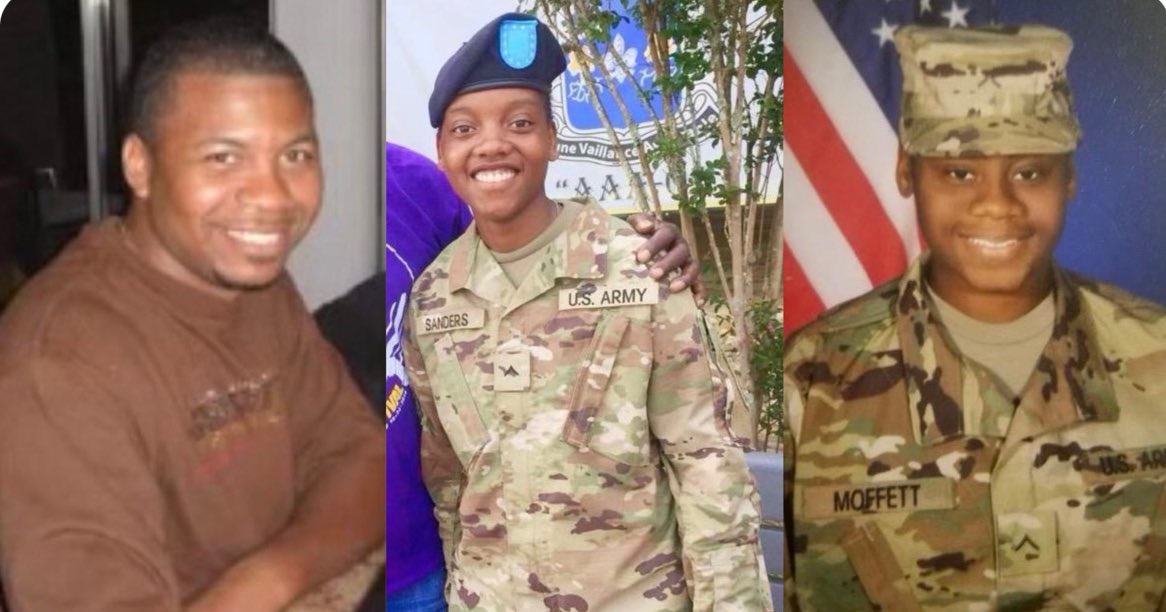 Sgt. William Jerome Rivers, 46.
Spc. Kennedy Ladon Sanders, 24.
Spc. Breonna Alexsondria Moffett, 23
🙏🏽🙏🏽🙏🏽