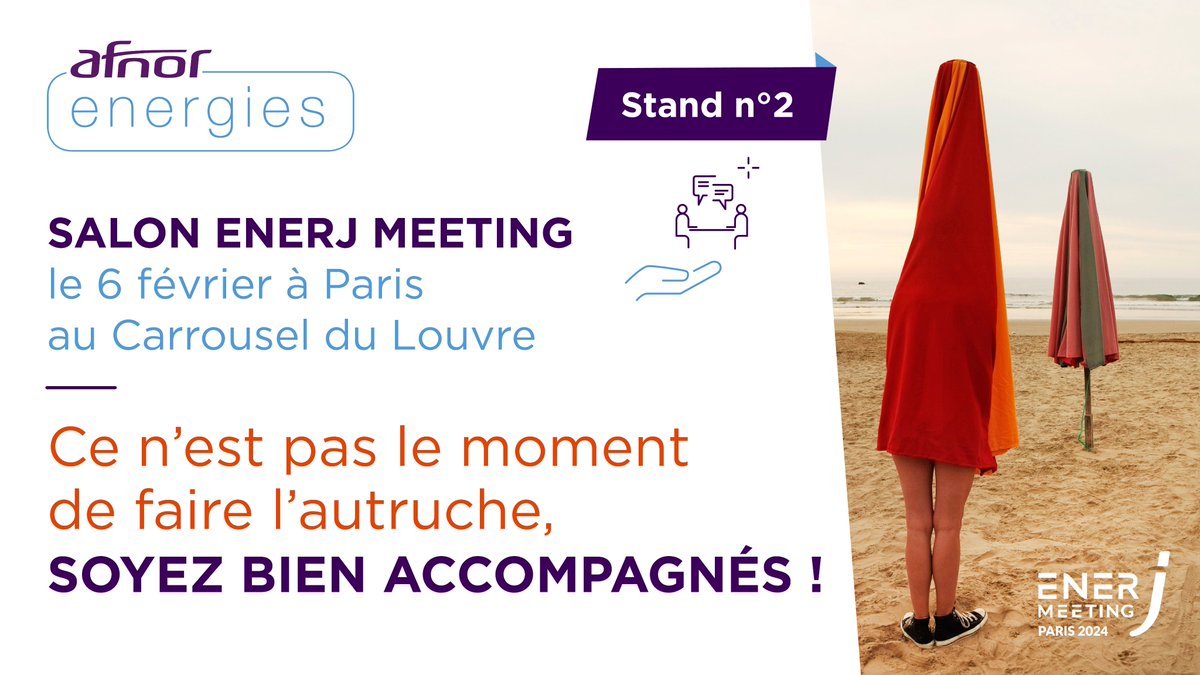 AFNOR's tweet photo. Rendez-vous @EnerJmeeting le 6 février au carrousel du Louvre à Paris pour parler efficacité énergétique et décarbonation du #bâtiment : démarche #iso50001, audit énergétique, décret tertiaire, audit d’effacement, #re2020, etc. Stand n°2 du village BIM ! https://t.co/adr3RmIuwD https://t.co/1QzL0cwGRR