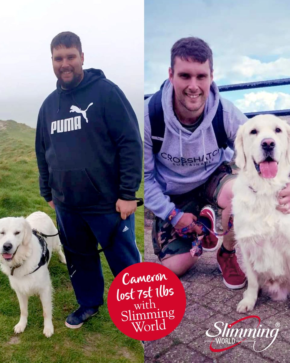 SWslim_chris's tweet photo. Here’s Cameron (and Marley 🐾!) reaching new heights ⛅ since his 7st 1lb weight loss with Slimming World 🙌. Drop me a DM to find out more ❤. https://t.co/IXFZp2B3xg