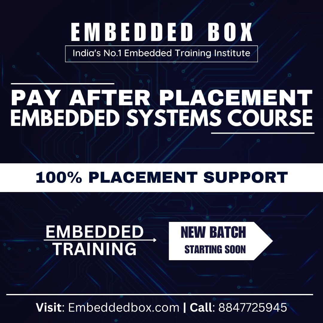 Embedded_Box's tweet image. India&apos;s No.1 Online Embedded Systems Training Institute. Enroll Now and get pay after placement program with job guarantee.
.
#EdTechExcellence #embeddedsystems #EmpoweringLearners #SuccessStories #embedded #embeddedsystems #automotive #iot #ev #advance #newpost #jobs #placements