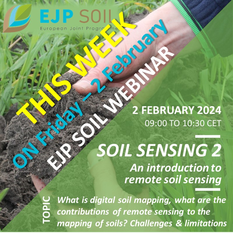 ON FRIDAY - 2 FEB 9-10:30 CET: #REMOTESENSING OF SOILS. Common types of data and approaches. JOIN US ONLINE! t.ly/XszU4 #Research #SoilHealth #SoilScience @HorizonEU @REA @EU_ScienceHub @eugreenresearch @DGEnvironment @DGAgriculture @EUGreenDeal