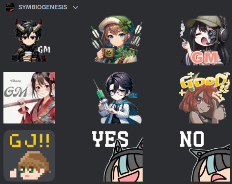 akarui_2020's tweet image. スタンプキャンペーンの当選者を発表しました！
100以上にわたるたくさんの作品ありがとうございます

いくつかの作品は実際にDiscord上でご利用いただけます。
ぜひご使用ください😆
#SYMBIOGENESIS