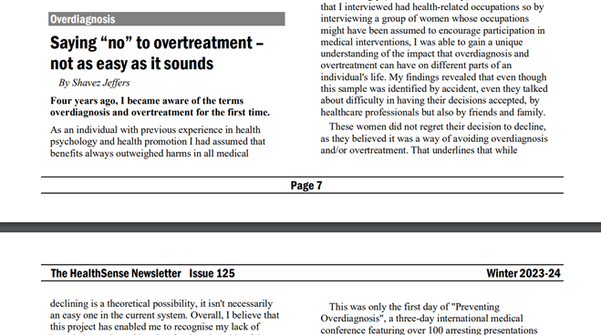 ShavezJeffers's tweet photo. Thank you to @HealthSenseUK for publishing my reflection on my PhD topic of overdiagnosis and overtreatment https://t.co/YUS62UnsiW https://t.co/b9C06vyaJJ