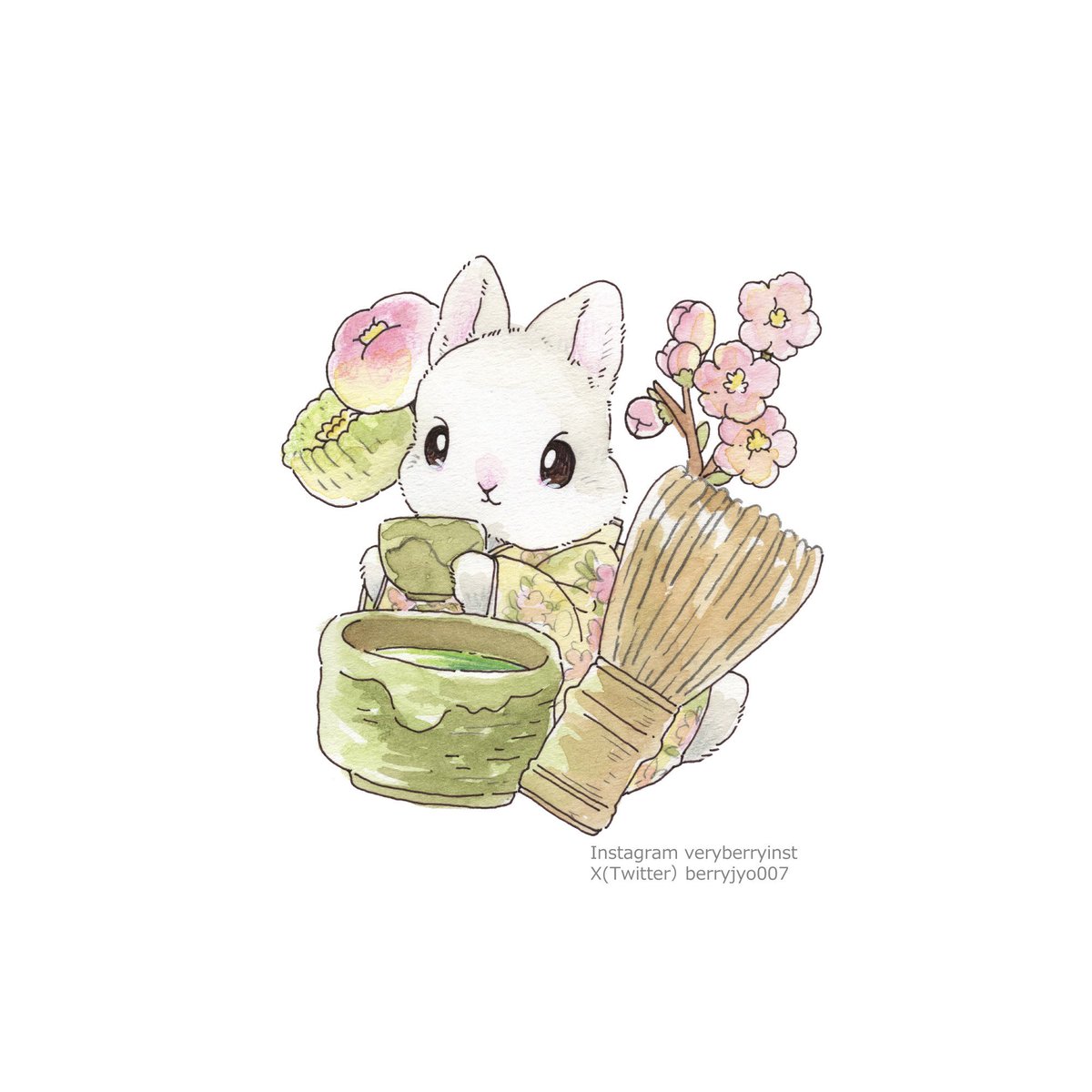 「うさぎさんの部活シリーズ〜茶道部〜チモシー茶どうぞ〜 」|VeryBerry うさぎ星さん4/8-9出展のイラスト