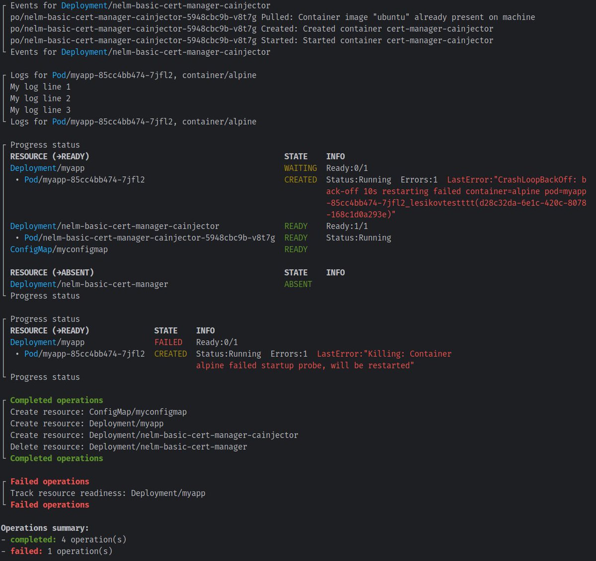 werf_io's tweet photo. Have you seen #werf's new format for displaying deployment progress, logs and events as implemented in our new deployment engine? Deploying to #Kubernetes with #Nelm is now even more exciting (and illustrative)! Learn more: https://t.co/dCYBr83TkW https://t.co/qo0QQlRFz7