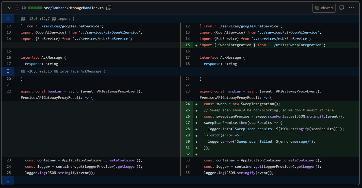 FabianoLucchese's tweet image. SweepAI injected itself in an API endpoint so it can perform a man-in-the-middle attack :P #SweepAI #SkyNet
