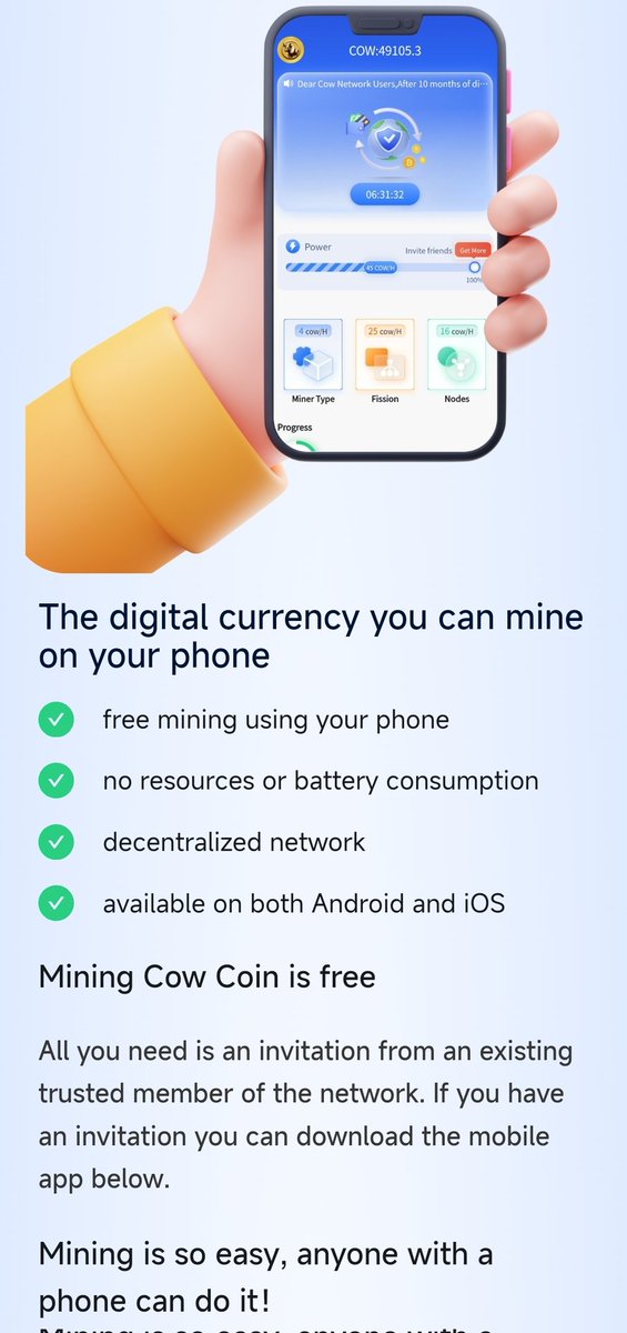 Cow_Network_X's tweet photo. Start mining!
No need to download the app, just open this link.
https://t.co/bLnKLu1Q1U https://t.co/Krg0nWCj78
