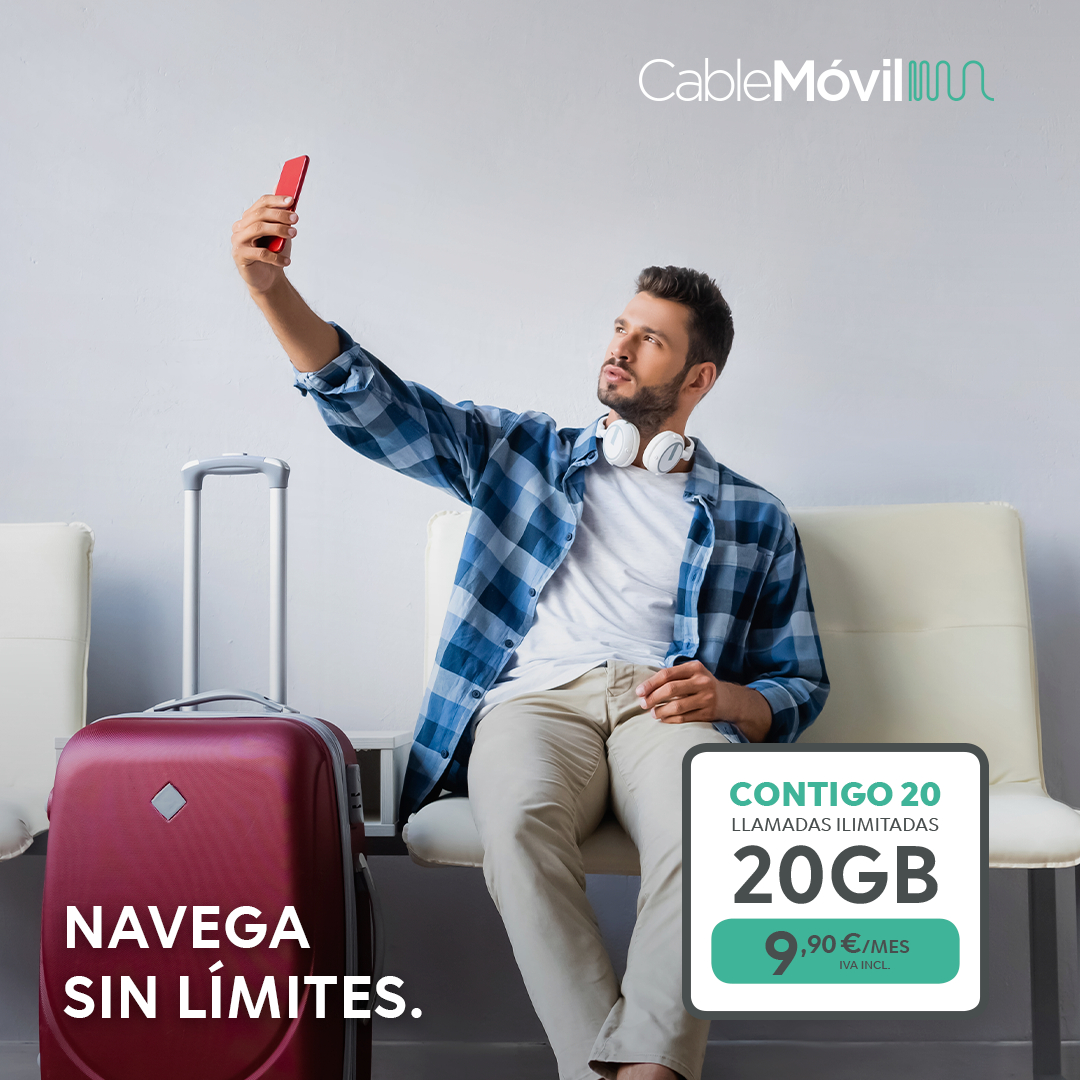 Cable_movil's tweet photo. Este año: viaja ✈️ dedícate más tiempo para ti 🧘‍♀️ conecta con los que te hacen bien 👨‍👩‍👧‍👦 y navega hasta ¡el infinito ♾️ y más allá! 20 GB + LLAMADASILIMITADAS a 9,90 €/mes. #cablemovil #EstamosCercaLlegamosLejos #Movil #Ilimitadas #movil https://t.co/qRfuH9JTce https://t.co/wTpWHmymAQ