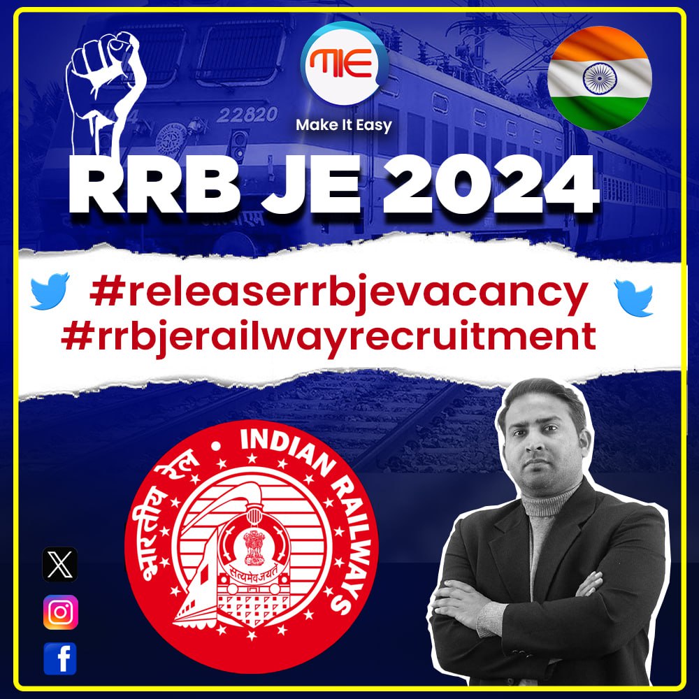 Makeite46593481's tweet photo. All RRB JE aspirants  It's been far too long since Indian Railways has provided any updates on the RRB JE vacancy. Join us in raising our voices. 📢 Let's ensure transparency in the recruitment process #releaserrbjevacancy #rrbjerailwayrecruitment #rrbje #rrbjevacancy https://t.co/ohlUB6fXPx