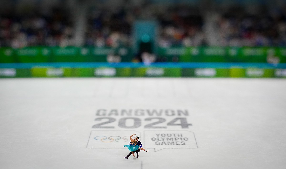 nickdidlick's tweet image. France's Ambre Perrier Gianesini and Samuel Blanc Klaperman on the ice during their Gold Medal performance at the Figure Skating Ice Dance - Free Dance at the Winter Youth Olympic Games in Gangwon, South Korea. #France #olympics#tiltshift #minature#sonya9m3 #gangwon2024