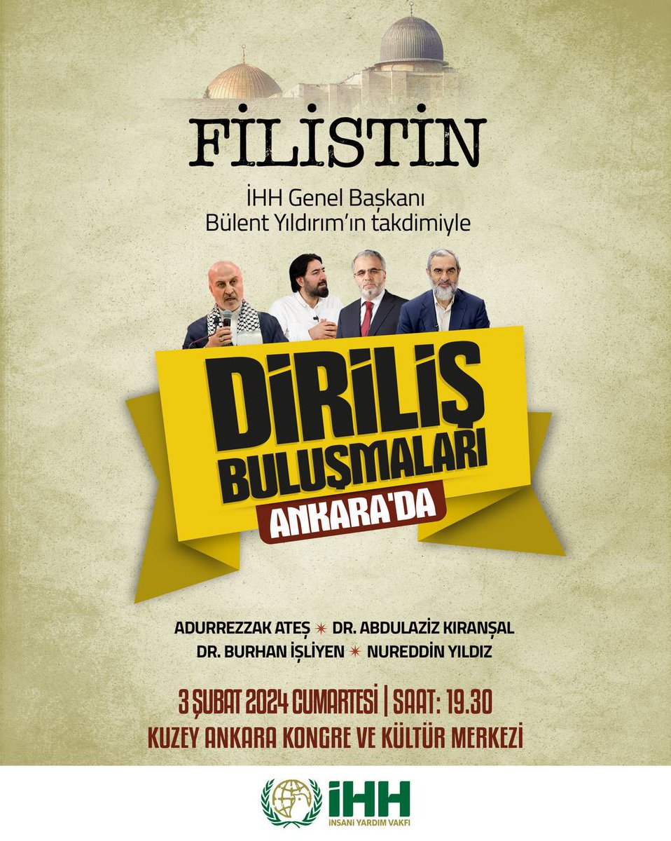 Diriliş Buluşmaları Filistin, Ankara ile devam ediyor!

Tüm gönüllülerimiz davetlidir.

🗓️ 3 Şubat 2024 Cumartesi
🕢 19:30
📍 Kuzey Ankara Kongre ve Kültür Merkezi