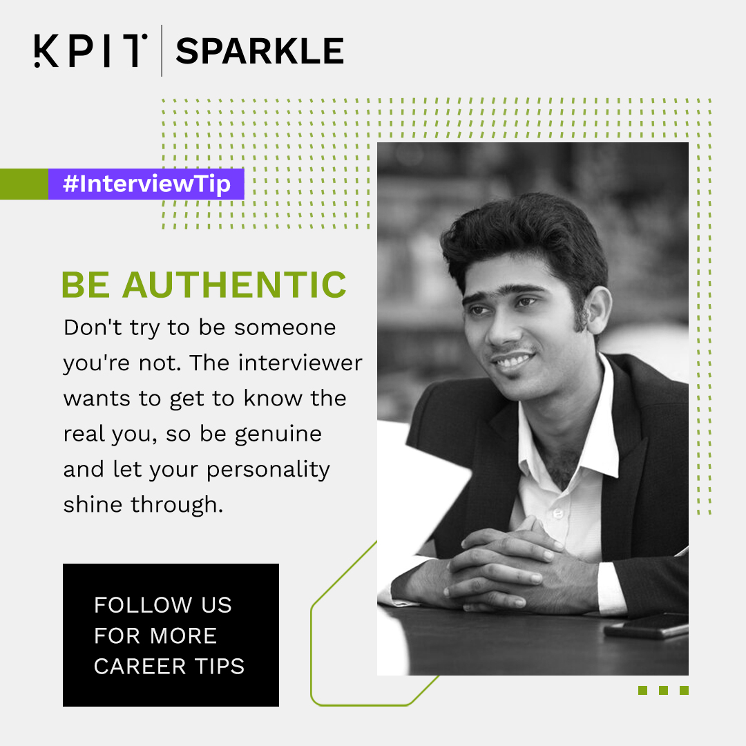KPITSparkle's tweet image. #InterviewTip
Authenticity matters! Let your genuine self shine through, as recruiters value authenticity over façades. Being true to yourself not only fosters a stronger connection with interviewers but also showcases your unique qualities and strengths.
#CareerTip