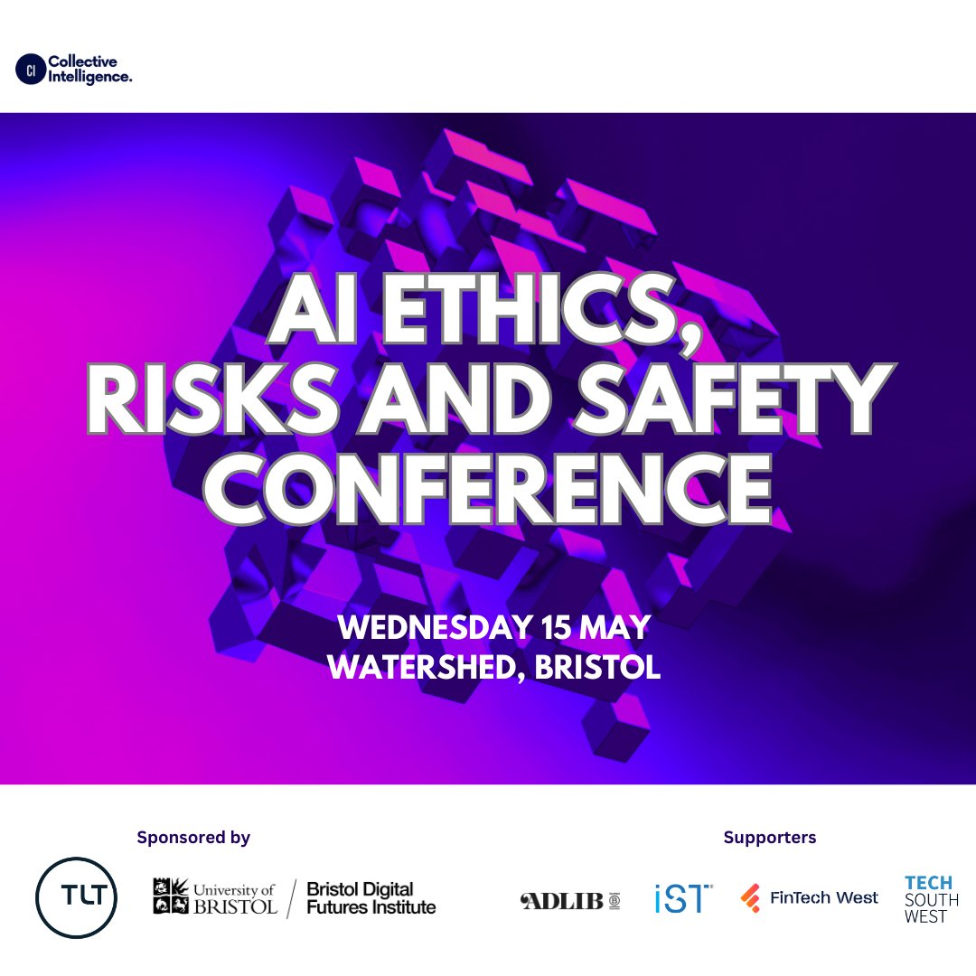 Tickets for the #AI #Ethics, Risks and Safety Conference are now available! Join a full-day Conference on 15th May 2024, at the Watershed in #Bristol. Get your early bird ticket before it's too late! eventbrite.co.uk/e/ai-ethics-ri… #aiethicsconf2024 #AIethics #AIsafety