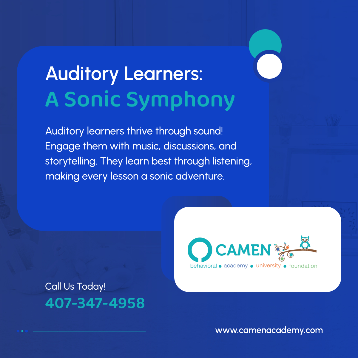 camenacademy's tweet image. Unveil the world of auditory learners with this little trivia. Their unique learning style sure sparks curiosity! Learn more through our programs, or follow us for insightful posts. 

#OrlandoFL #PerformingArtsEducation #AuditoryLearning