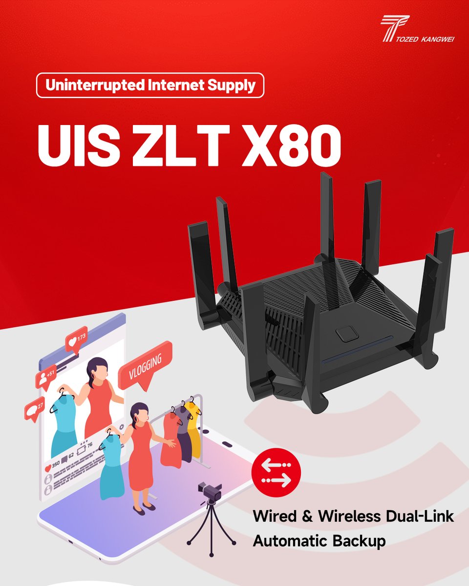 Beyond its robust auto network switch function, the #UIS ZLT X80 has a 10000mAh battery to support 6️⃣ working hours. Whether facing power outages or wired network disruptions, users can count on its uninterrupted connectivity.🔋🔗

#TozedKangwei #ConnecttoBetterFuture #5G #5GCPE
