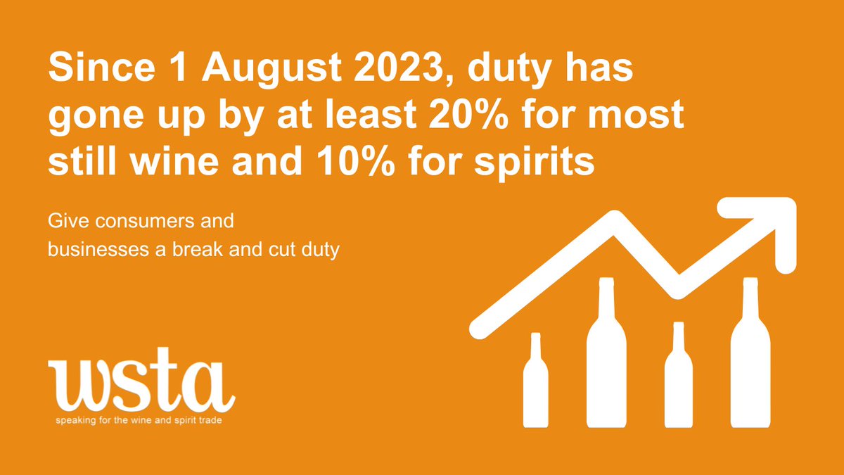 Calling all WSTA members who want to tell @hmtreasury how the alcohol duty hikes have impacted their business 📢 Contact info@wsta.co.uk to find out how you can help bolster the WSTA's calls for a #wine and #spirit duty cut✂️