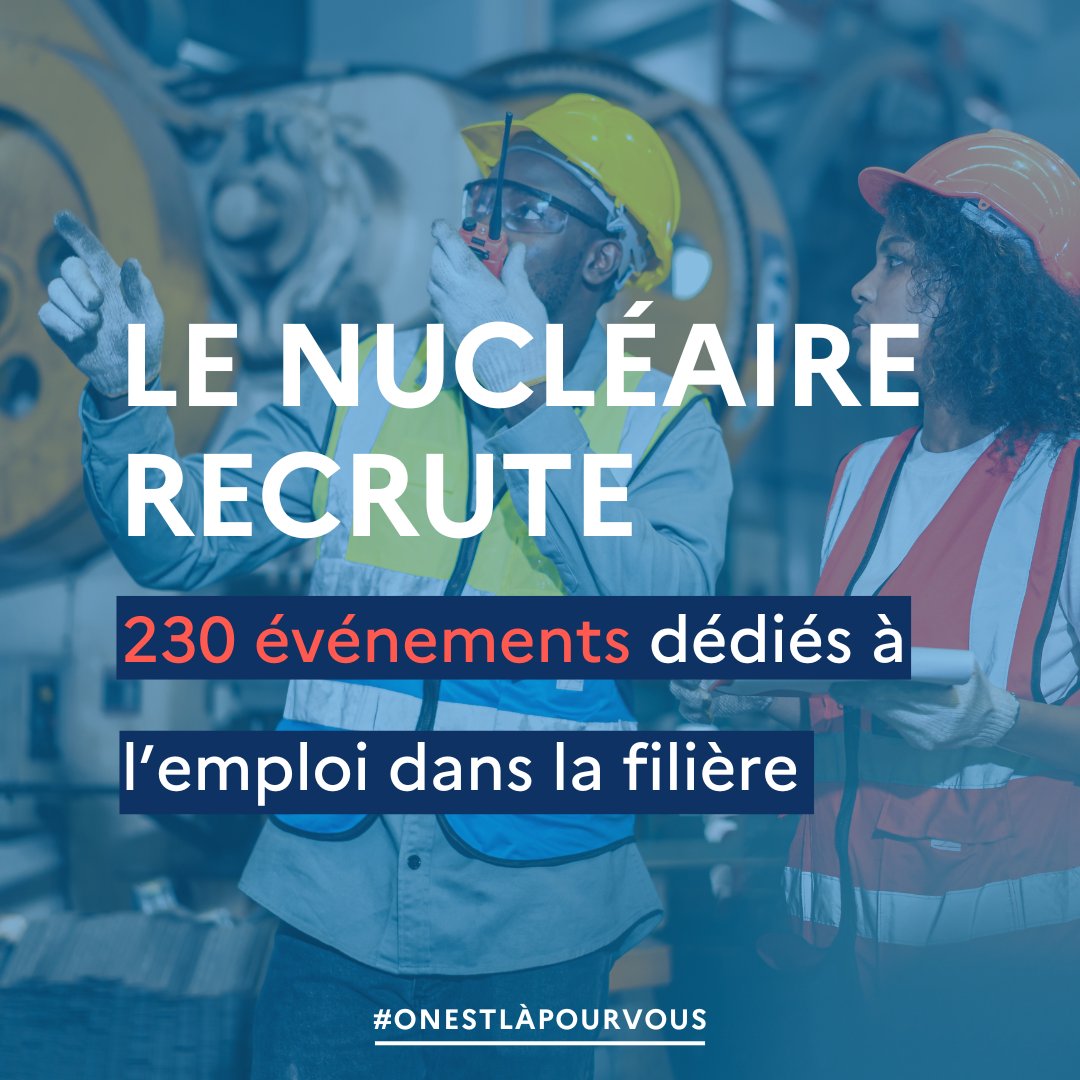 Les métiers du #nucléaire recrutent en #AuvergneRhôneAlpes ! 🚀 

🗓️ Jusqu’au 9 février, ce sont + de 230 événements #AvecFranceTravail dédiés à l’#emploi dans la filière #énergie ➡️ pole-emploi.fr/region/auvergn…