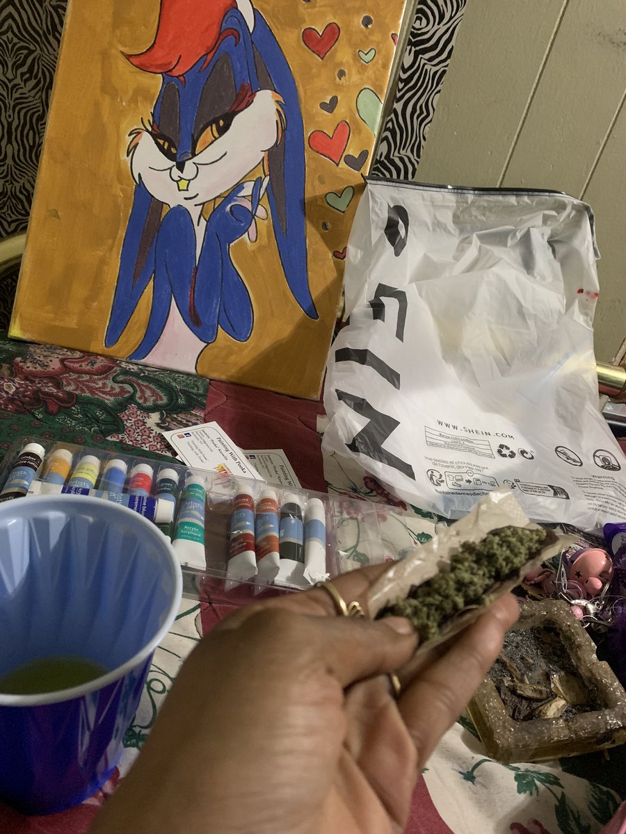 Painting +Sipping +Smoking #LatenightVibes