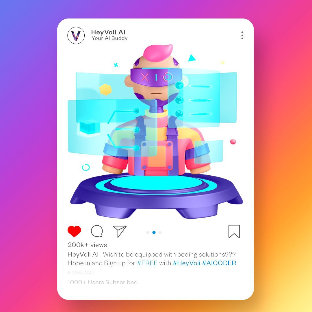 heyvoli's tweet image. 🤖 Say goodbye to coding headaches with the all-in-one content generation platform! 💻  Get optimal code solutions in a snap! Sign up for FREE today and experience the future of coding with #Heyvoli! #HeyvoliCoder #AI #Code #ContentGeneration #EasyCoding #FreeSignup
