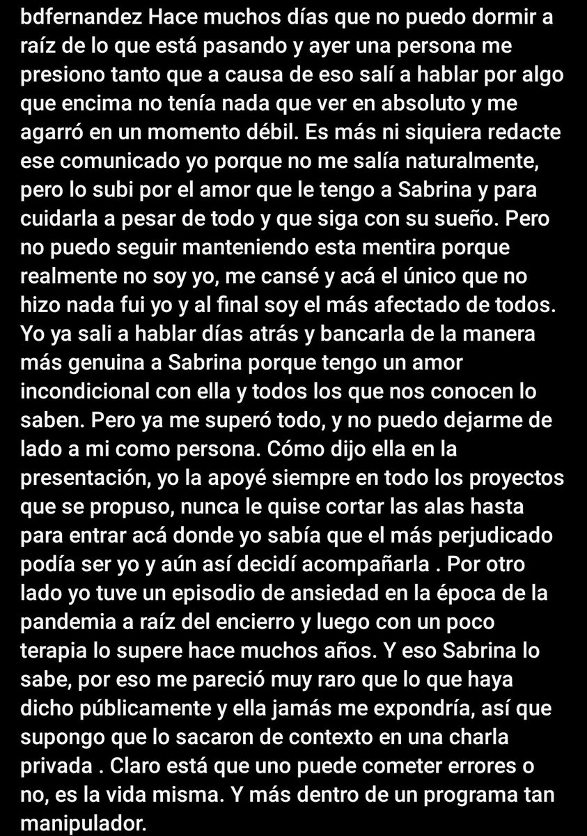MundoFamososOk's tweet photo. EL NOVIO DE SABRINA DICIENDO QUE NO REDACTO EL COMUNICADO https://t.co/55gVaWzU1A